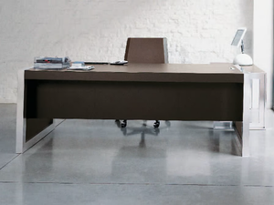 STRATO - Rectangular tanned leather office desk _ ENRICO PELLIZZONI